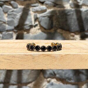 Gucci Crystal Embellished Black Stones Cuff Feline Bracelet